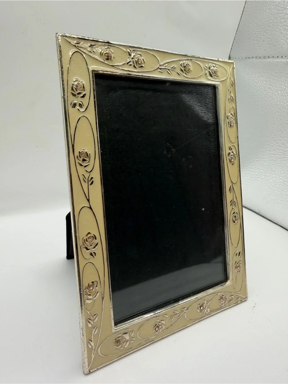 Vintage Gold Tone Floral Rose Picture Frame Romantic Cottage Decor